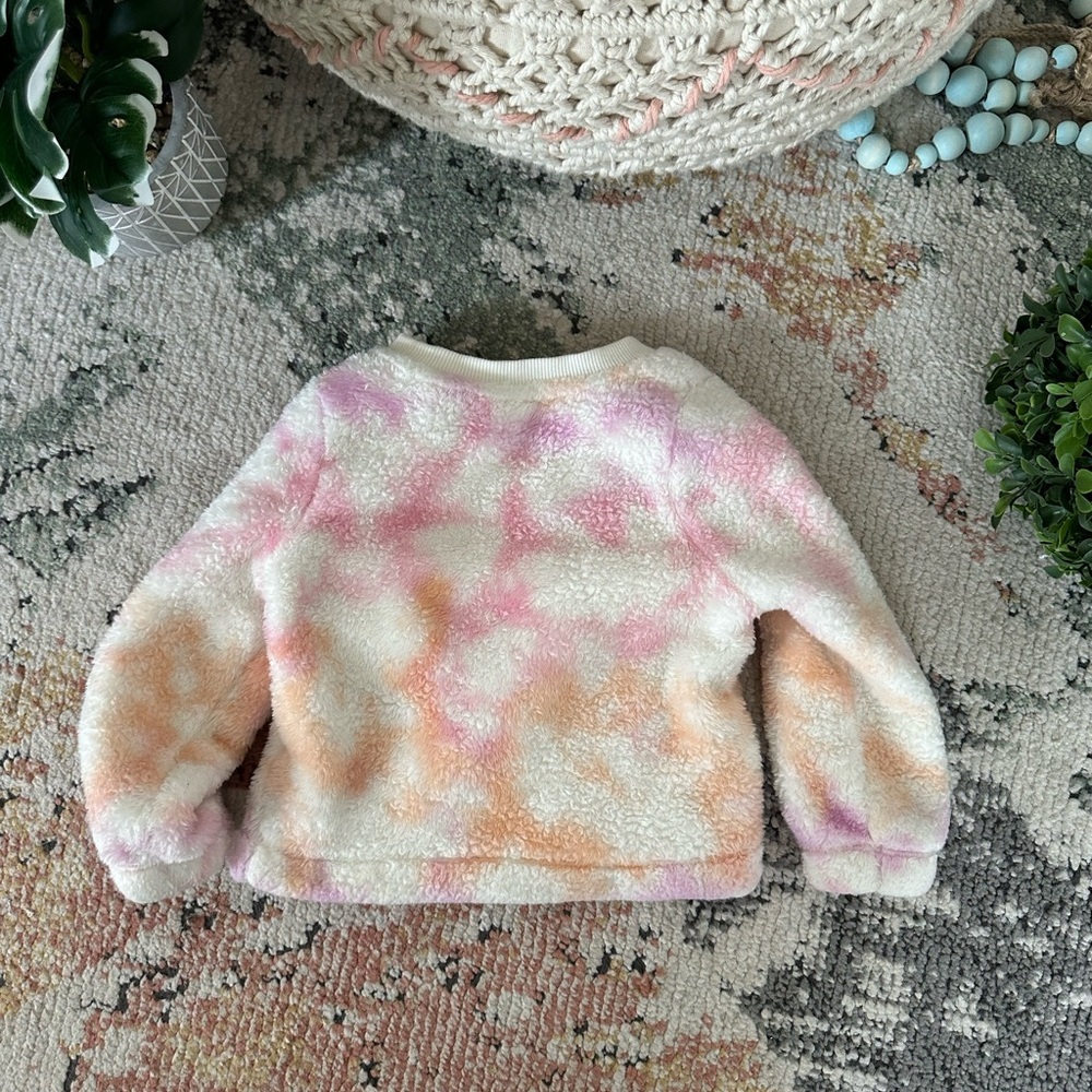 Cat & Jack Toddler Girls Sherpa Long Sleeve Pullover, Warm Tie Dye Size 2T - Picture 10 of 12